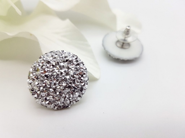 grosse hell silber Glitzer Ohrstecker